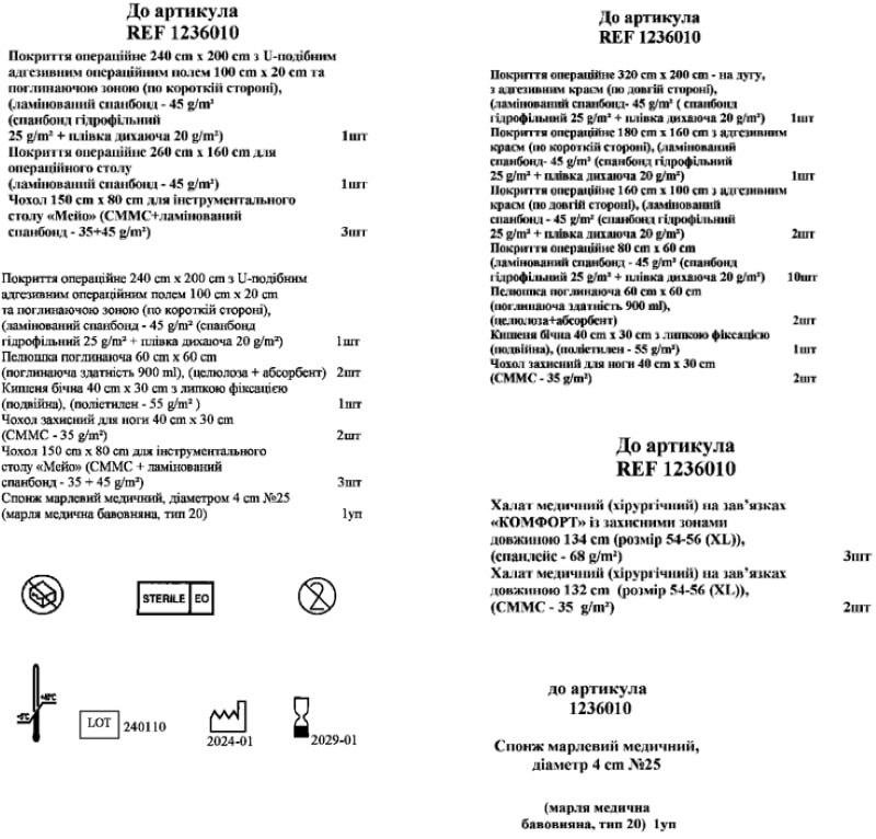 Комплект одягу та покриттів операційних для кардіологічних операцій №86 «Славна®» стерильний
